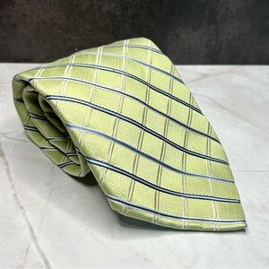 Jones New York 59” Silk Lime Green Plaid Tie